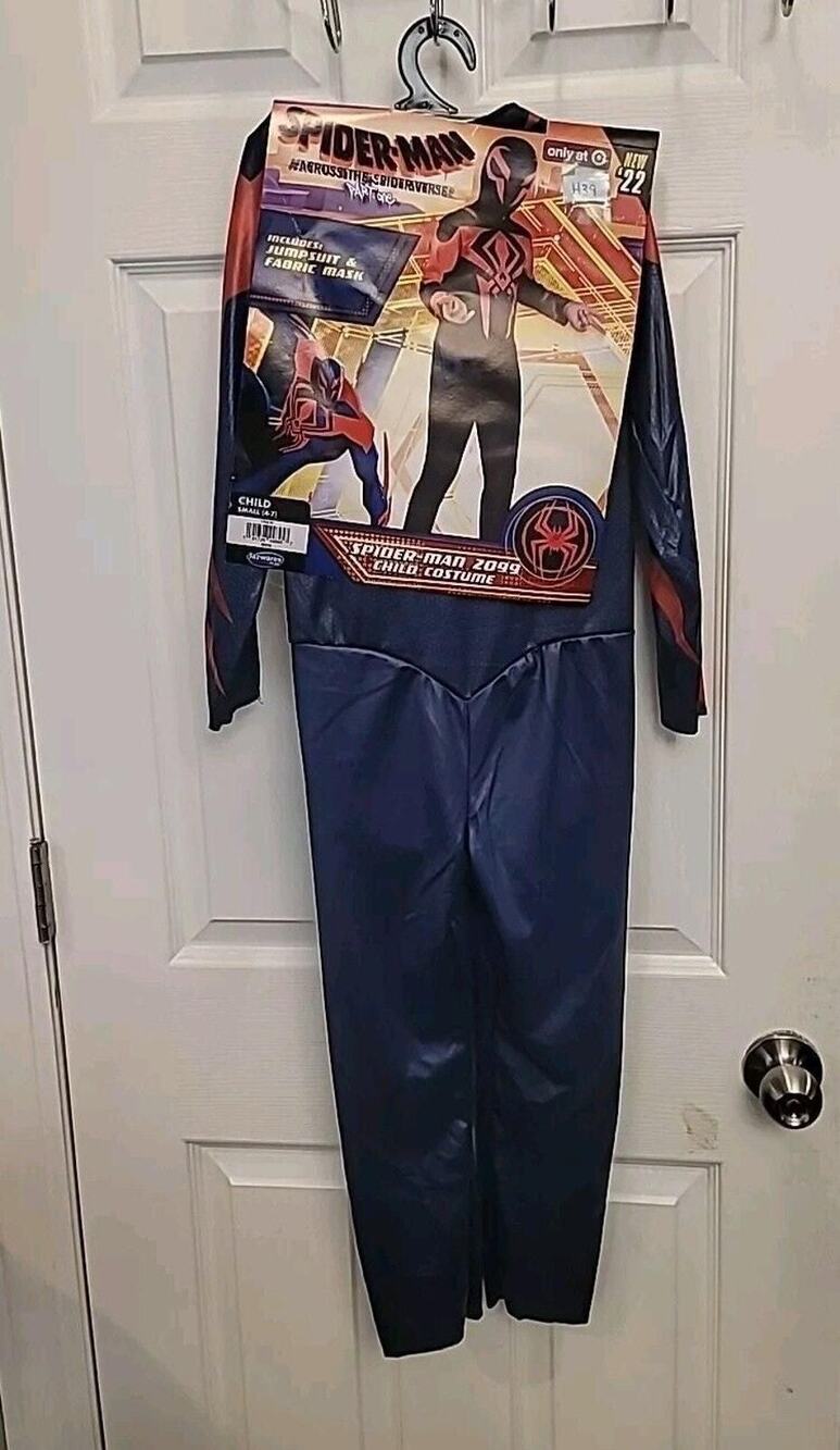 H39 NWT Disney Store Marvel Spider-Man Costume Set Size S 4-7 Jumpsuit & Mask